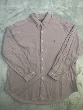 Ralph Lauren Oxford Shirt Custom Fit Striped Long Sleeve Red Pony 17-1/2 34/35