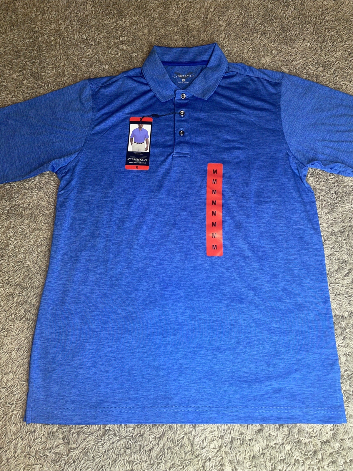 Men's Cypress Club Blue Medium Performance Polo Golf Shirt eBay