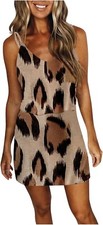 Women's Brown Leopard Spaghetti Sundressed Size Large