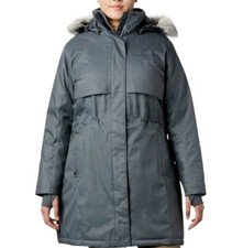 Columbia Apres Arson Long Down Jacket Parka Fur Hood Omni Plus Size 3x Gray