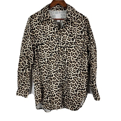 H&M Size Small Women's Oversized Shirt Jacket Leopard Print