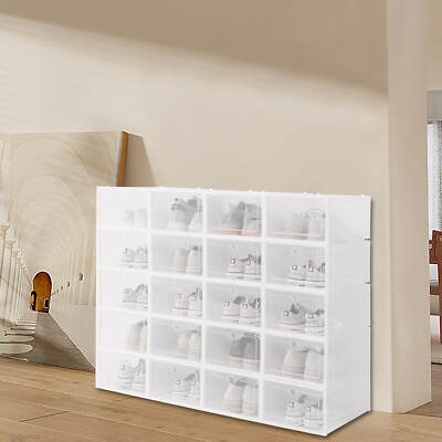 20 Pcs Acrylic Display Case Transparent Sneaker Box Storage Side Open Organizer