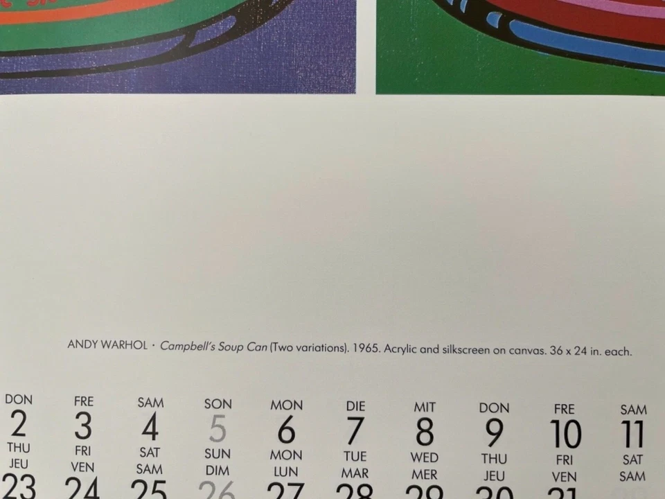 ANDY WARHOL, SOPA CAMPBELL’S, 1965, IMPRESIÓN AUTÉNTICA DE 1992 TE NUEVO CALENDARIO Foto 4 de 4