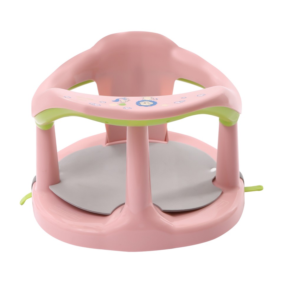 Baby Bath Tub Ring Seat Safety Chair With Anti Slip 4 Suction Cups Pink