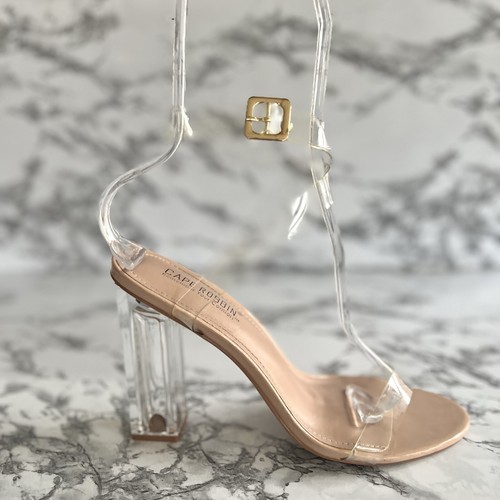 Cape Robbin Maria-2 Lucite Clear Strappy Block High Heel Sandals Size 9.0 M, - Picture 11 of 18