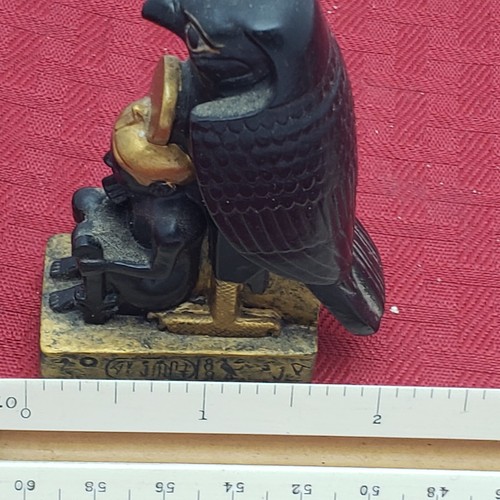 Egyptian Falcon God Horus Figurine 3 inch Signed Dated 2000 Bronze - Picture 9 of 10