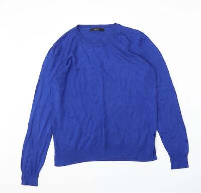 George Damen Blau Rundhals Viskose Mischung Pullover Größe 10