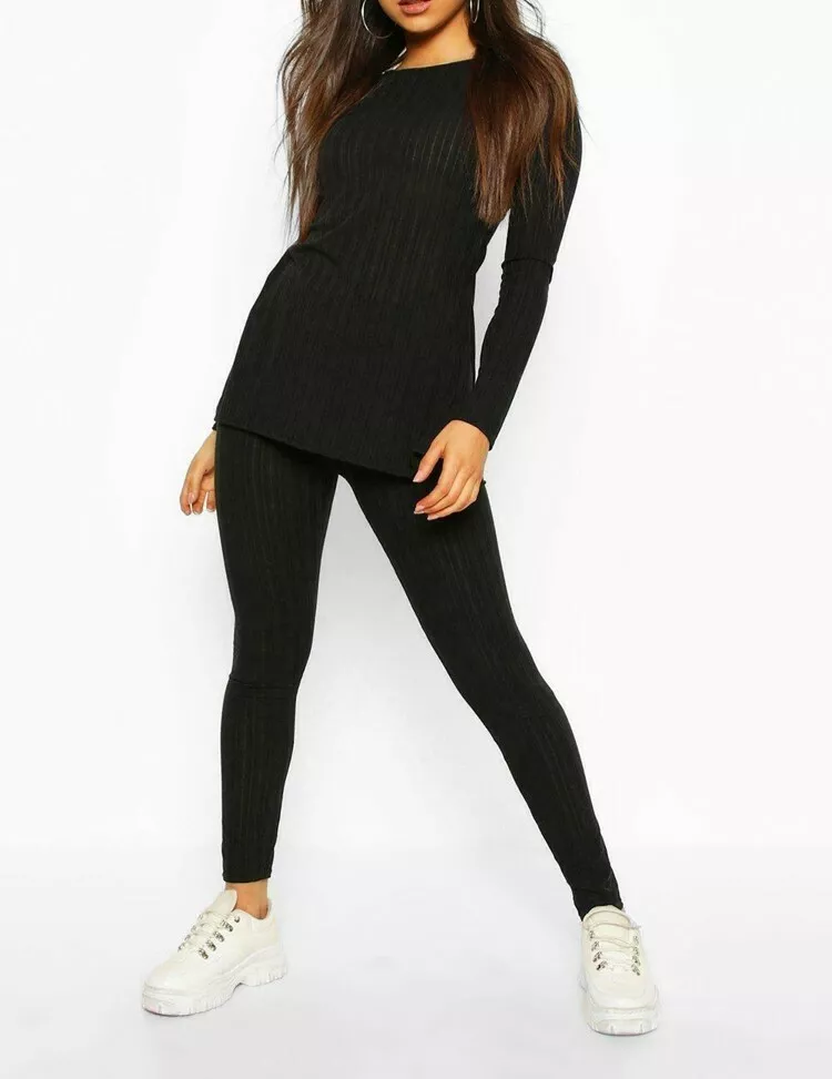 Ex STORE Legging Co-Ord Top Set Loungewear Tracksuit Rib Womens