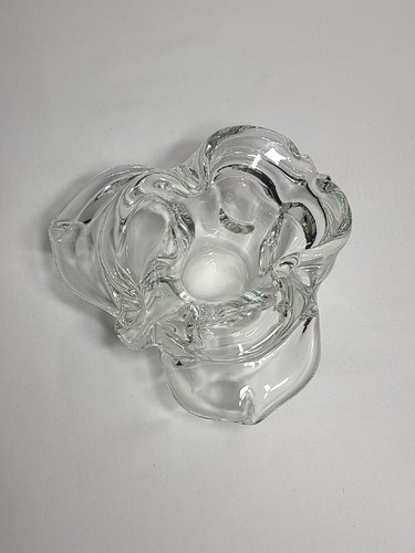 Blown Art Glass Ashtray Sculpture Trinket Dish Candy Bowl Clear - Picture 12 of 24