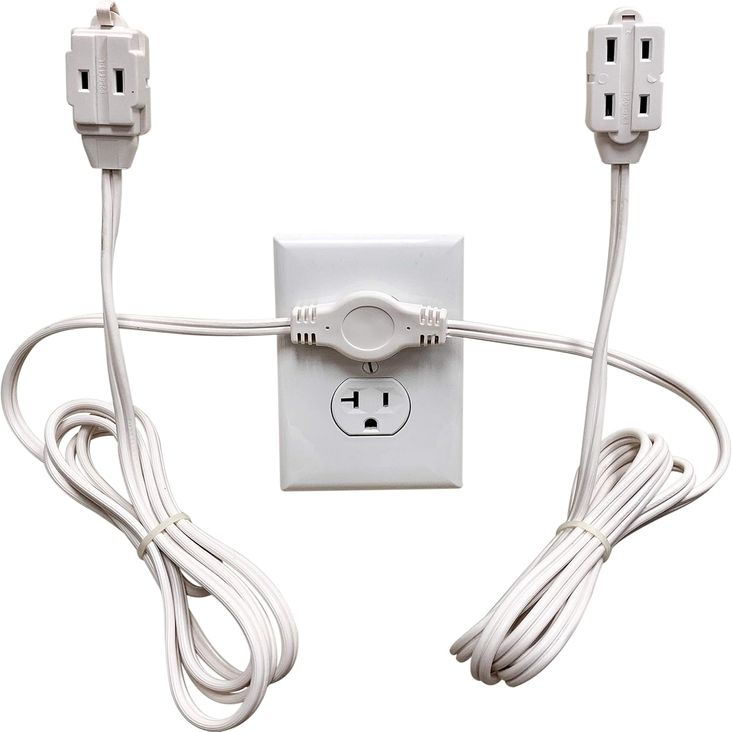 , Twin Extension Cord Power Strip - 12 Foot Cord - 6 Feet on Each Side - Flat He-image