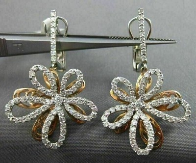 2 Ct Round Cut NATURAL MOISSANITE Flower Earrings 14K Two-Tone Gold Plated