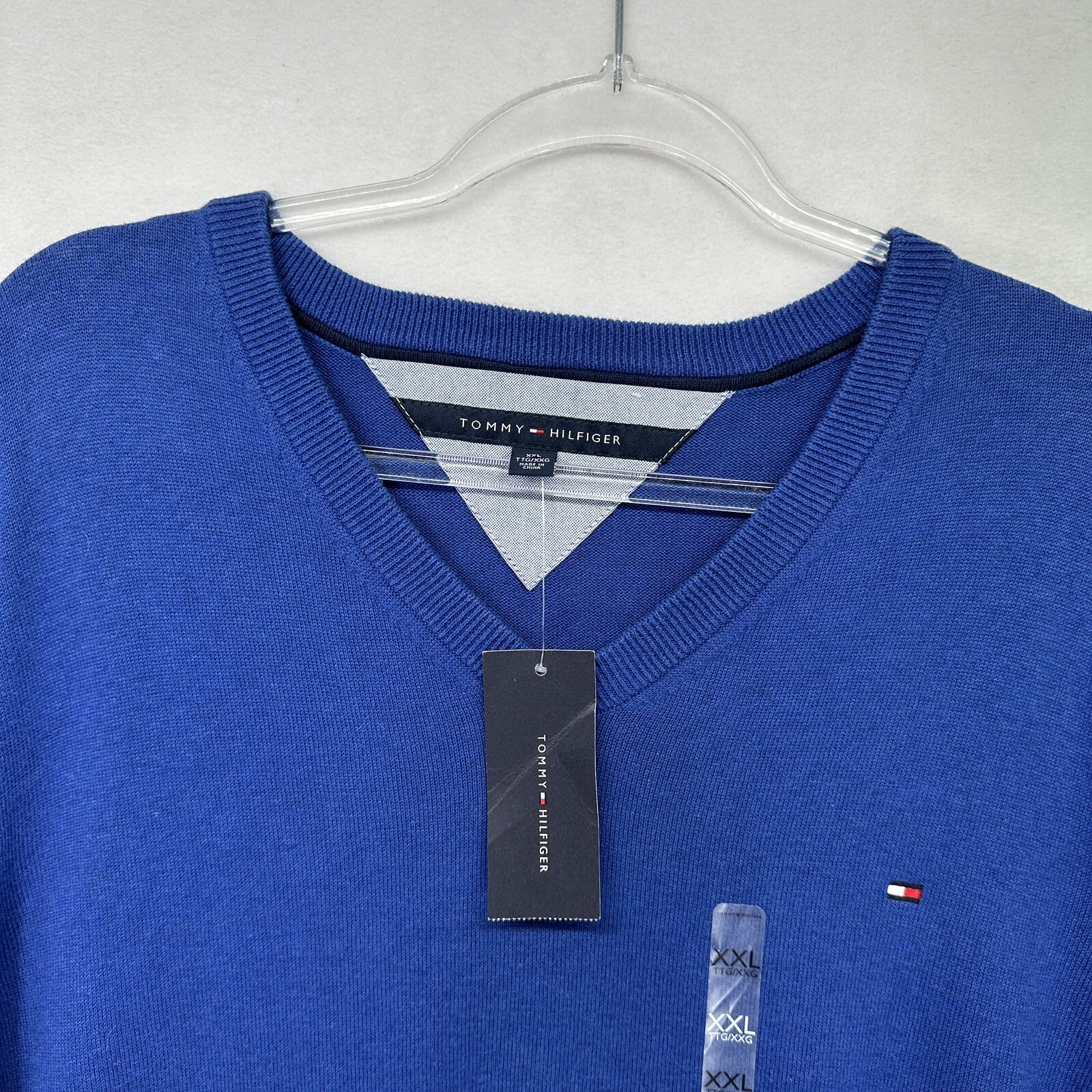 Tommy Hilfiger Sz XXL Sweater Blue VNeck Cotton Men’s 2XL NWT eBay