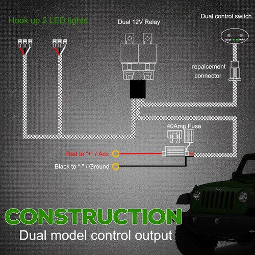 LED Light Bar Rocker Switch Wiring Harness Kit Wireless Remote Strobe CAR BOAT - Afbeelding 3 van 201
