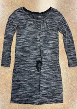 Ann Taylor LOFT Women Space Gray Off the Shoulder Drawstring Sweater Dress S