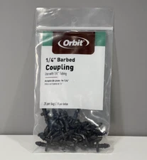 100 piece Orbit 67402  1/4" black drip hose tube Barbed Coupling (4 packs of 25)