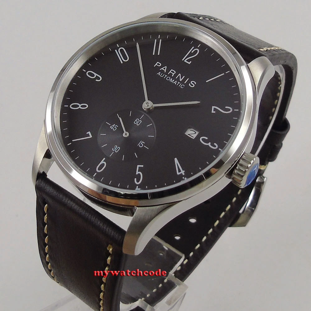 new arrive 42mm parnis black dial date window ST1731 automatic