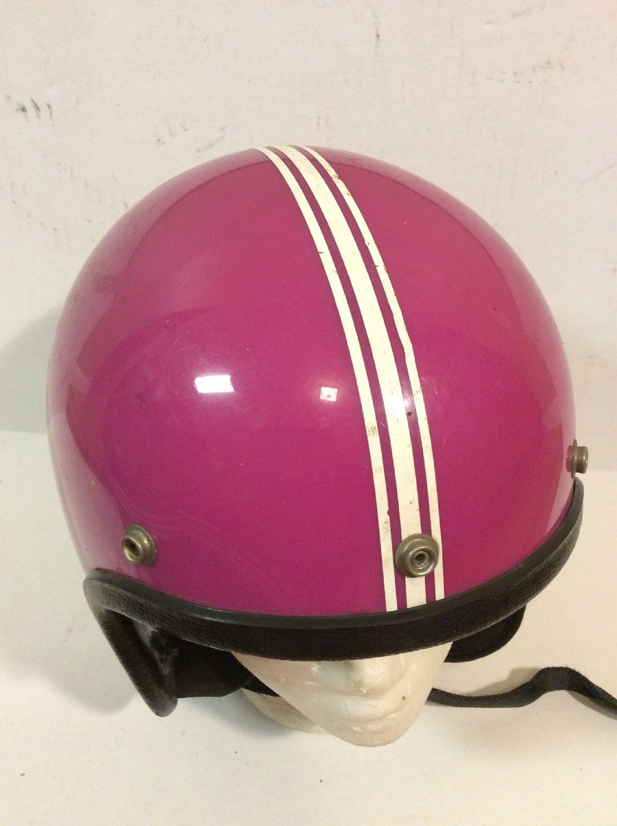 Vintage Pink Racing Stripe Motorcycle Helmet P/N: RN 45573 Sz Large | eBay