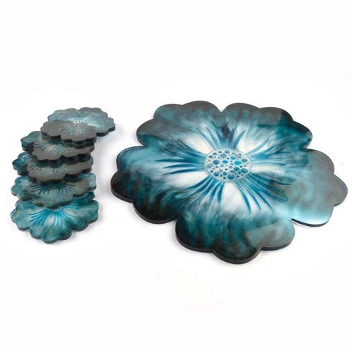 Large Flower Shape Resin Coaster Molds Fruit Cup Silicone Tray Epoxy Resin Mold - Picture 7 of 11