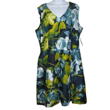 Preston & York Floral Dress New Sleeveless V Neck Princess Fit Flare