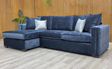 ‘Chelsea’ Corner Sofa Meridian Truffle Soft Weave Fabric Large Left Open End NEW