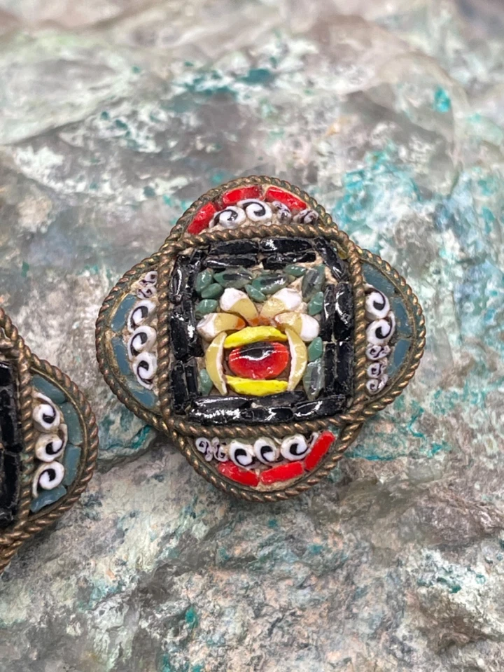 Antike Micro-Mosaik-Ohrringe mit Clip – Italien um 1930–1950 - Bild 4 von 4