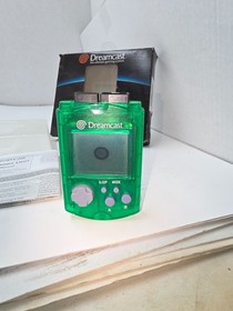 DAMAGED BUT WORKS Sega Dreamcast Clear Green VMU OEM Visual Memory Unit #K51