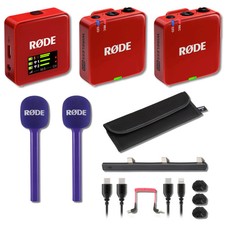 Rode Wireless GO Gen 3 Wireless Mic System Red with 2x Purple Interview GO