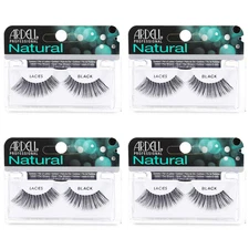 Natural Wispy False Eyelashes Black Lacies Style Lightweight Reusable 4-Pack