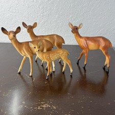 Vtg Celluloid Hard Plastic Deer Figurines Set of 4 Hong Kong 3 Doe 1 Fawn Bambi