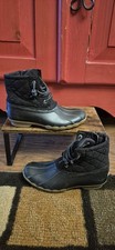 Sperry Saltwater Size 3 Girls Duck Boots Black Quilted Barely Worn Side Zip EUC
