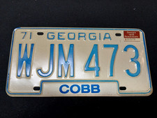 1971 Georgia license plate Cobb County
