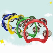 Tambourine Plastic Handheld Percussion 4 Bells Kids Musical Rhythm Instrument
