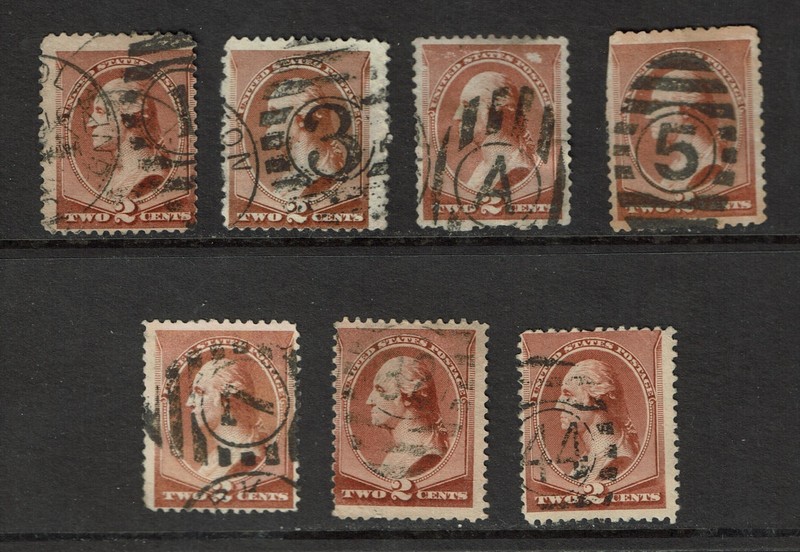 7 U.S. Scott 210 Number Cancels
