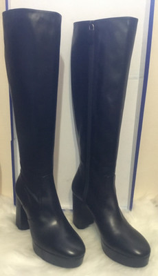 NEW IN BOX Stuart Weitzman $850 Dayna Platform Boots Black Leather Women Size 8