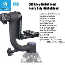 Heavy Duty Tripod Head Panoramic Gimbal Head Metal Pan Head Load 20Kg/44lbs