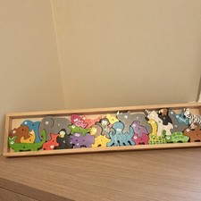 BeginAgain Wooden Animal Alphabet Puzzle Multicolor Educational Toy for Ages 3-7