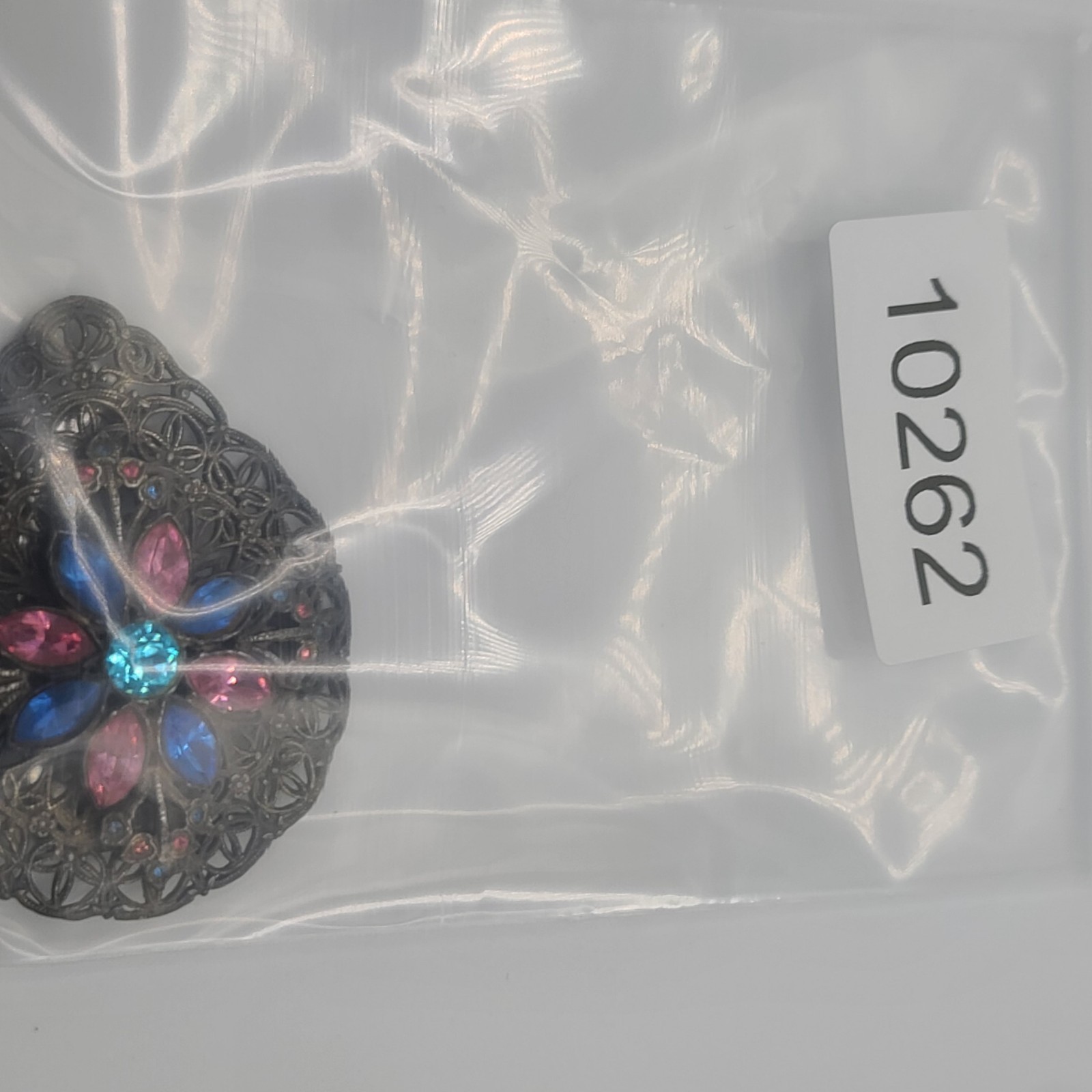 Vintage Rhinestone Dress Clip Pastel Blue Pink Silver Tone