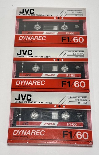 Lot Of 3 JVC Dynarec F1 60 Blank Audio Cassette Tapes Factory Sealed NOS New