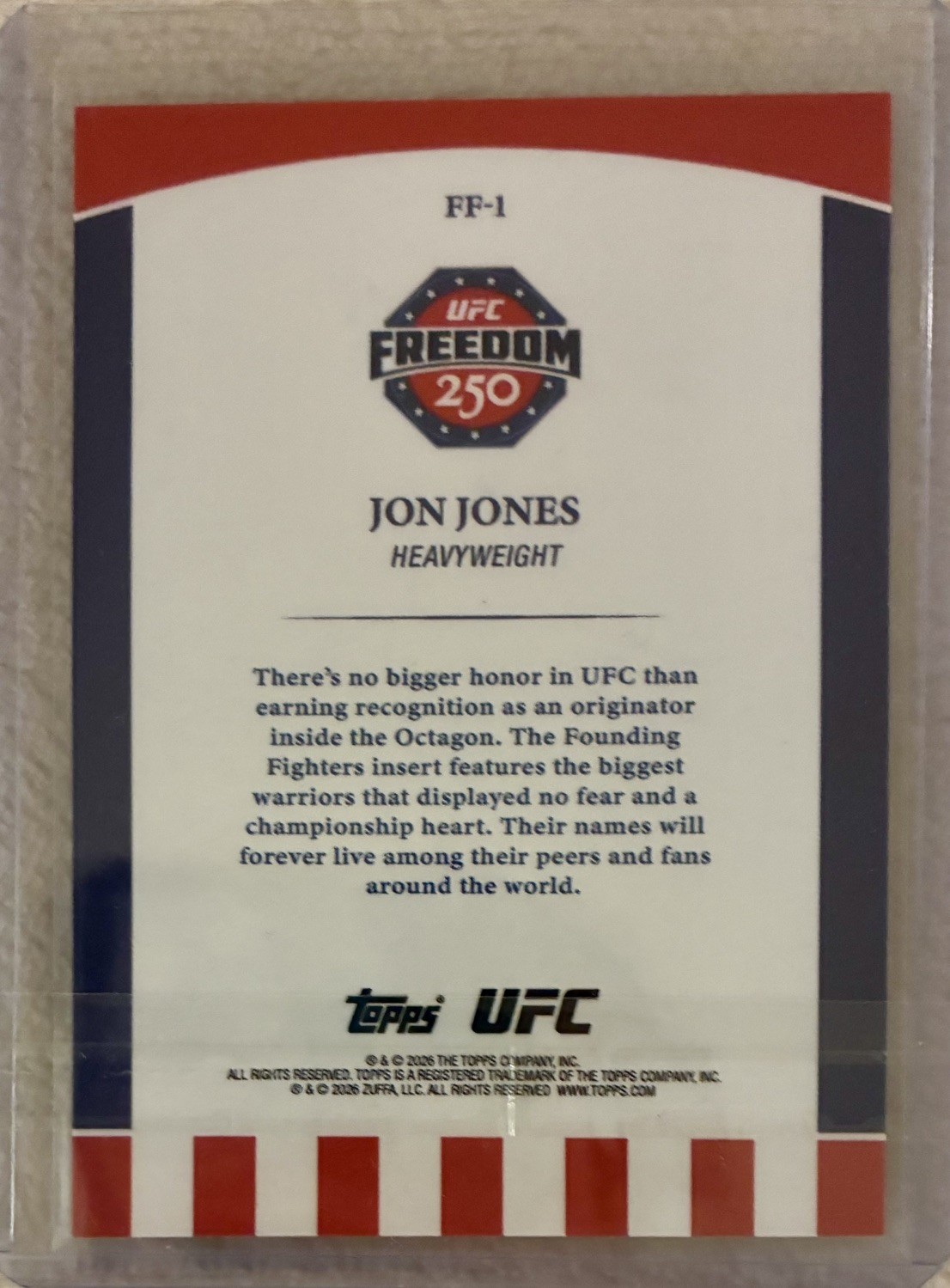 2026 Topps UFC Freedom 250 Jon Jones Founding Fighters /76 FF-4 view 2