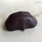Ecrin à Bijou Ancien Cuir Boucles d'Oreille Boutons Manchette XIXè Napoléon III