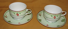 Lot de 2 tasses à thé café porcelaine Coquet Limoges forme Riviera Madagascar