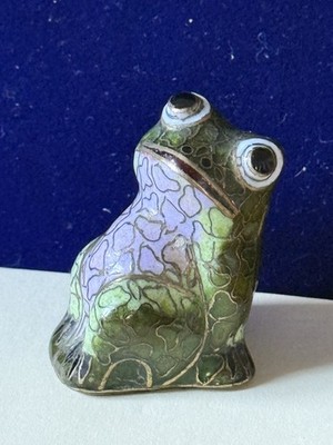 Vintage Cloisonne Frosch Figur. Handarbeit mit Emaille 4cm hoch
