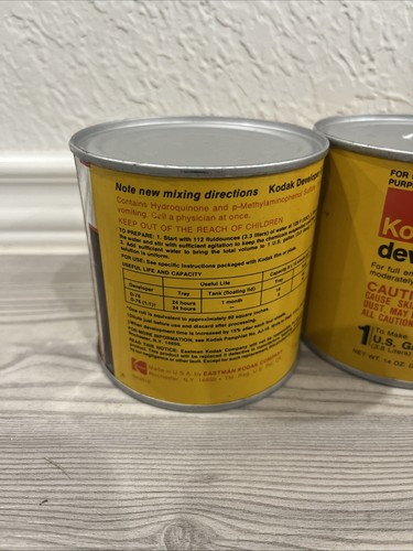 Lote de 3 latas vintage Kodak Developer D-76 14 oz. - hace 3 galones en total - Imagen 3 de 5