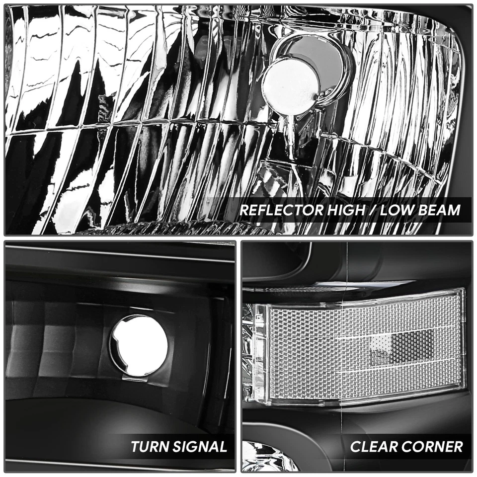 Par de faros negros/claros para Ford E-150/250/350SD/450SD F650 F750 2008-2021 Foto 3 de 4