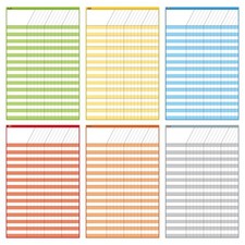 6 Pack Dry Erase Incentive Chart, 6 Multi-Color Tracking Chart for 11" x 17"