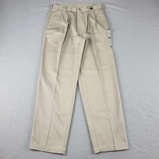 Duck Head Pants Mens 32x30 Beige Khakis Wrinkle Free Pleated Full Fit USA Cotton