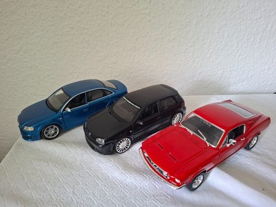 Modellauto Konvolut 1:24 Welly Ford Mustang GT Maisto VW GolfR32 Burago Audi RS4