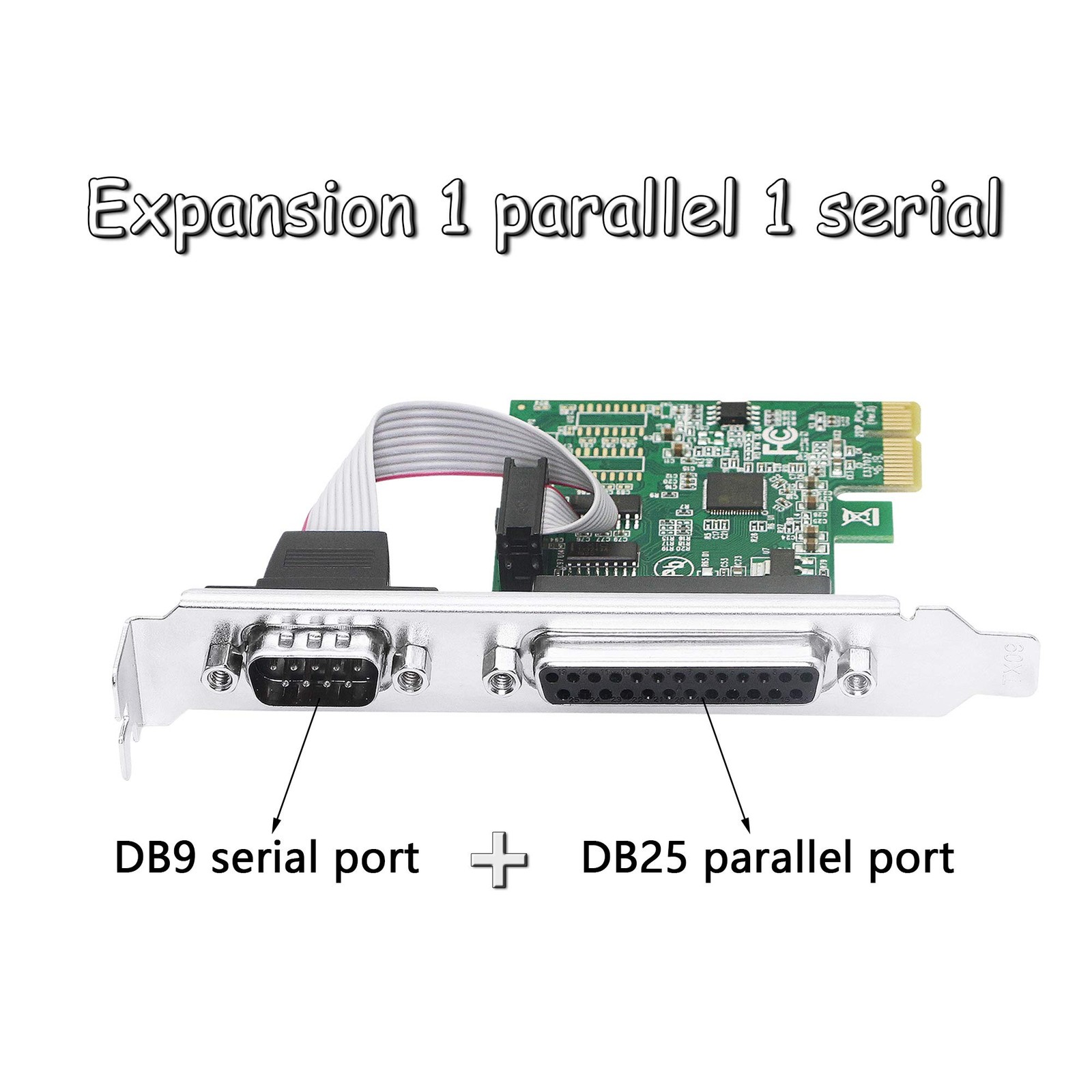 Carte d'extension PCI Express RS232 DB9 et DB25 à Double Puce