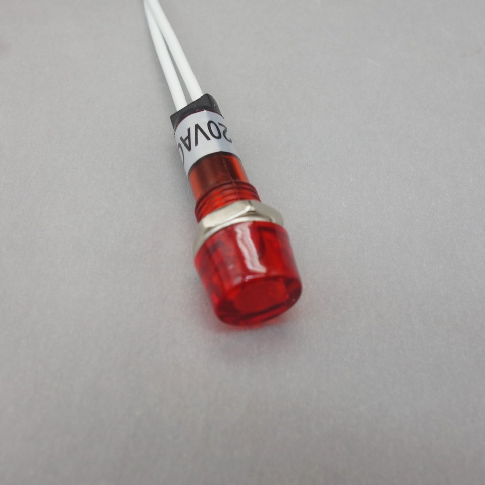 10Pcs 120V AC/DC 10mm RED Mini LED Pilot Lights CYLINDRICAL Cap with ...