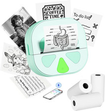 Sticker Printer Mini Print Pod, Bluetooth Sticker Maker Machine with 3 Roll Ther